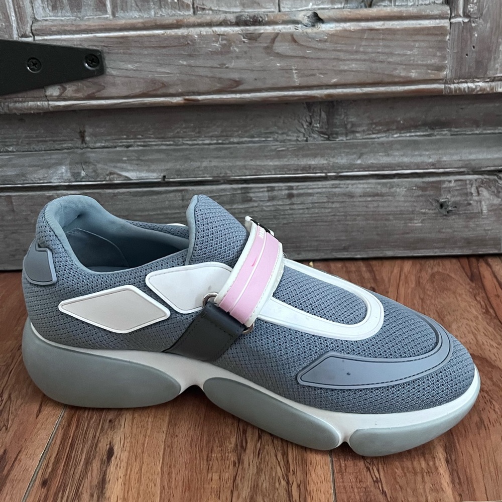 Prada Grey Mesh Cloudbust Low Top Sneakers